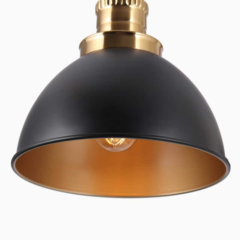 Modern 3-Light Black Gold Linear Chandelier Bowl Metal Kitchen Island Pendant Lighting for Dining Room - 34.5"L x 8"W x 11"H