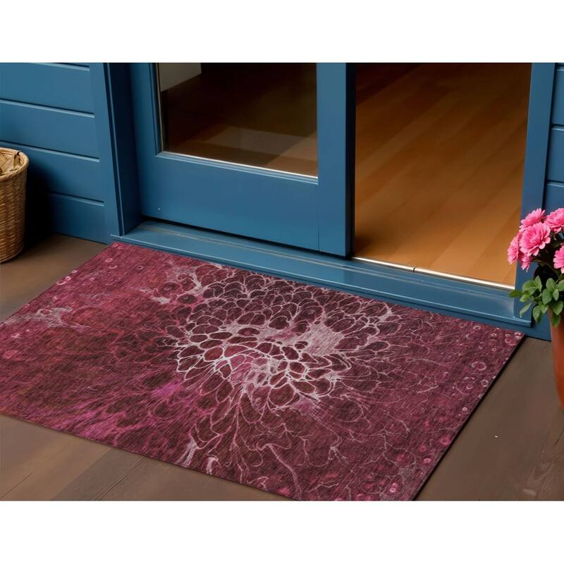 HomeRoots Abstract Transitional Rectangle Outdoor Rug - 3' x 5'