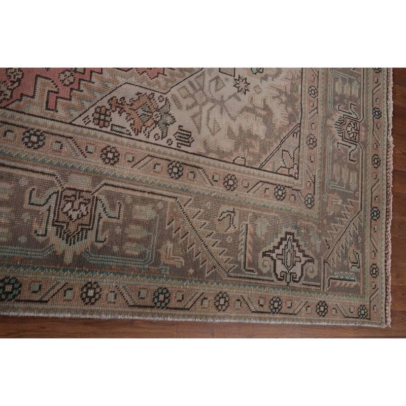 Pink Distressed Tabriz Vintage Persian Rug Hand-Knotted Wool Carpet - 8'0" x 10'11"