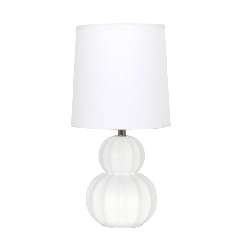 Stacked Double Gourd Ceramic Table Lamp with Tapered Shade - 12.5" - Off White
