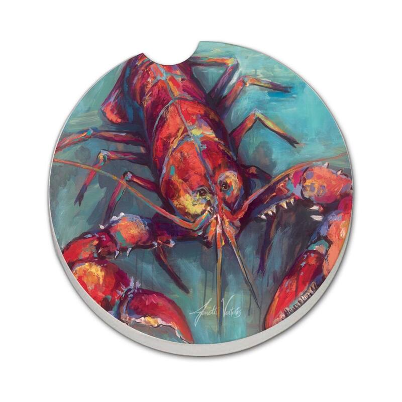 Lobster Claws 2 Pack Absorbent Stone Coaster for Vehicle Cup Holder 2.6” Diameter Manufactured in The USA - Multi