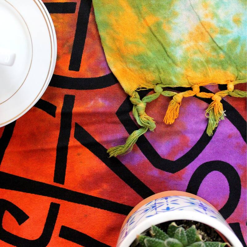 Cotton Celtic Tree of life Tablecloth Rectangle with Fringes