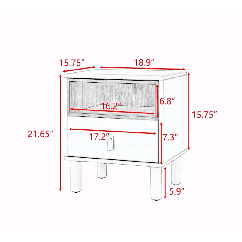 Modern Single-Drawer Bedside Table, Bedroom Nightstand, Wooden, Compact, Nordic Style