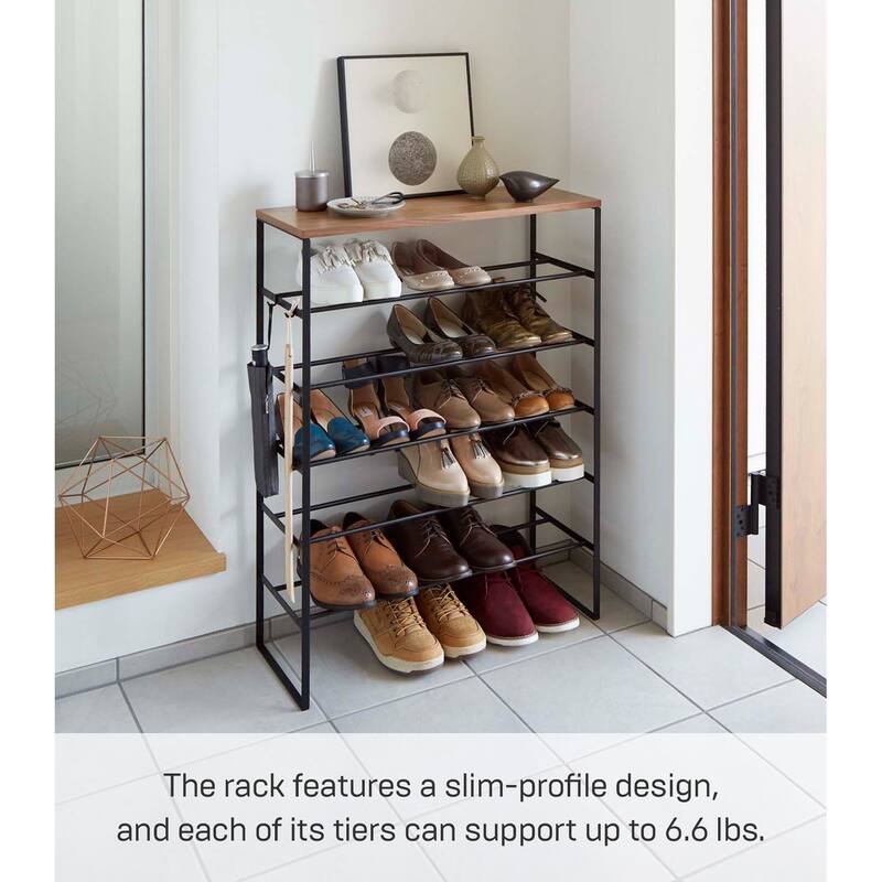 Yamazaki Home Six-Tier Shoe Rack, Steel, Holds 18 to 21 shoes, Holds 39.6 lbs - L 9.84 x W 25.98 x H 34.25 inches