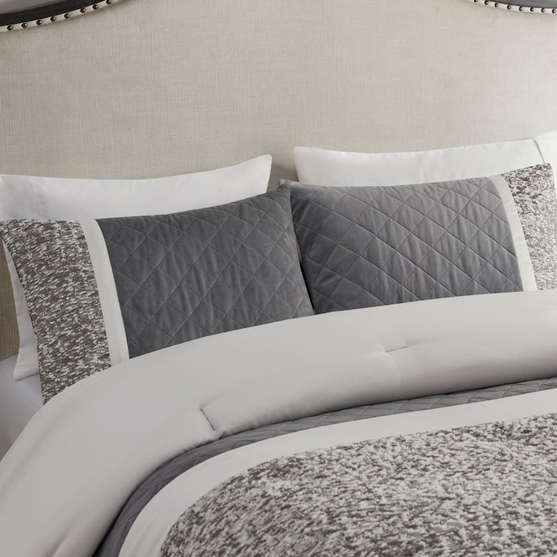 Madison Park Willow 5 Piece Textured Jacquard Stripe Comforter Set with Throw Pillows