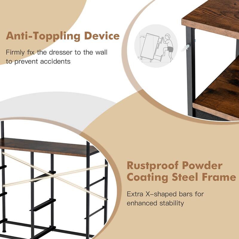 Firewood Rack Decorative Rustproof Steel Fireplace Log Holder w/ Wheel