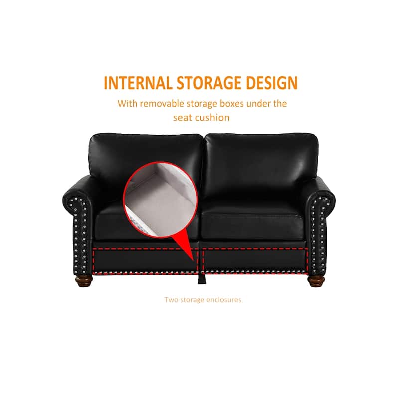 Living Room Sofa with Storage Sofa 1+2+3 Sectional,Faux Leather