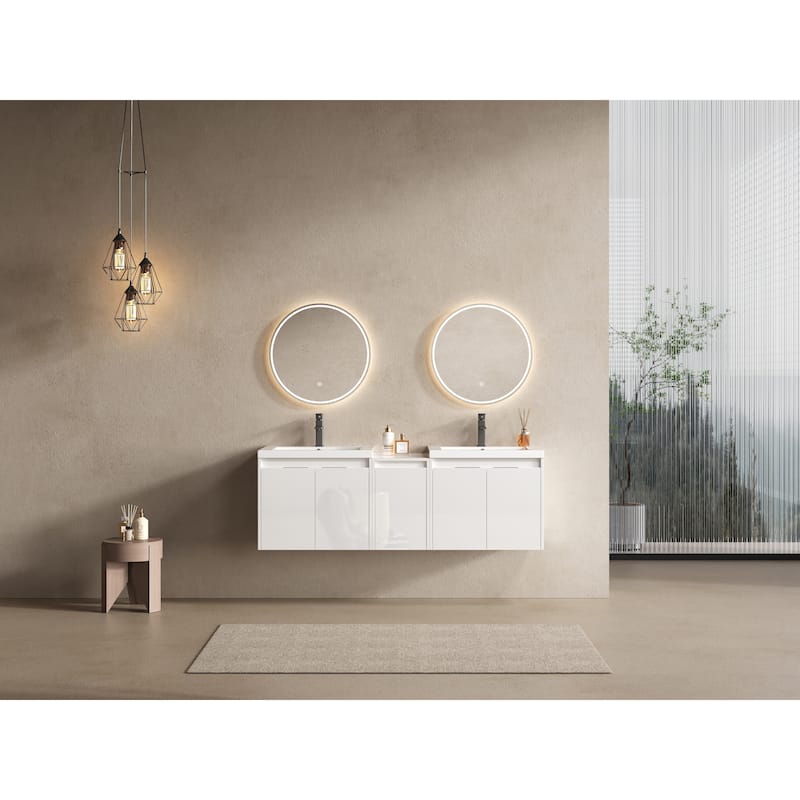 Float Mounting Bathroom Vanity With Resin Sink