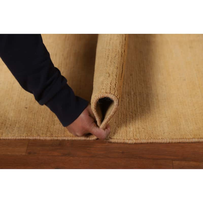 Modern Gabbeh Oriental Foyer Rug Handmade Yellow Wool Carpet - 2'9"x 3'8"