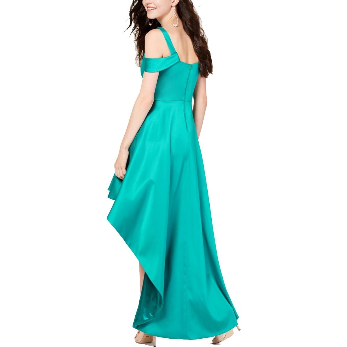 sequin hearts cold shoulder long dress