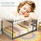 preview thumbnail 9 of 8, Gymax Twin Over Twin Bunk Bed w/ Fence & Ladder Solid Wood Floor Bunk