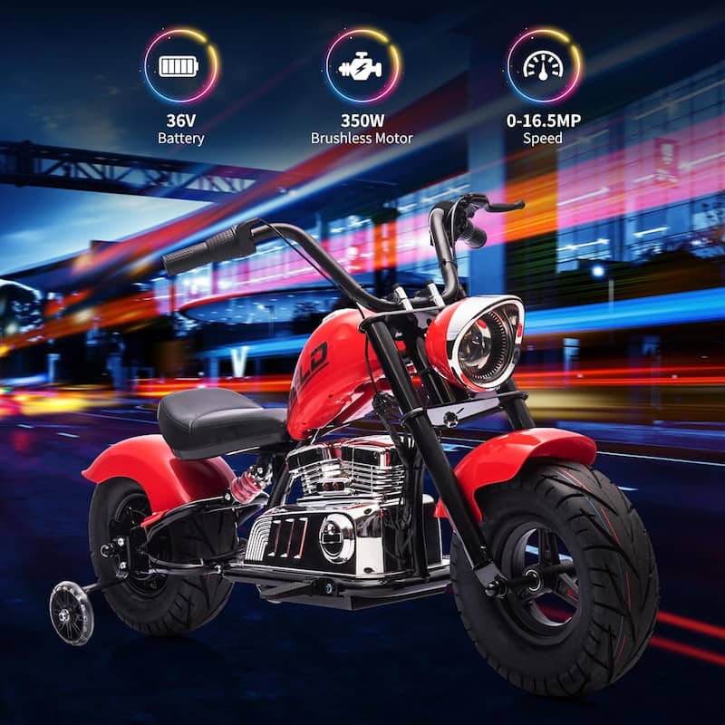 36V Kids Electric Dirt Bike, Ride On Electric Motorcycle with Training Wheels