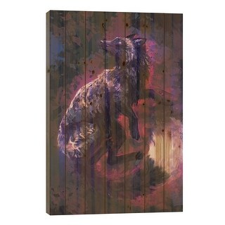 Silver Fox Print On Wood by Louise Goalby - Multi-Color