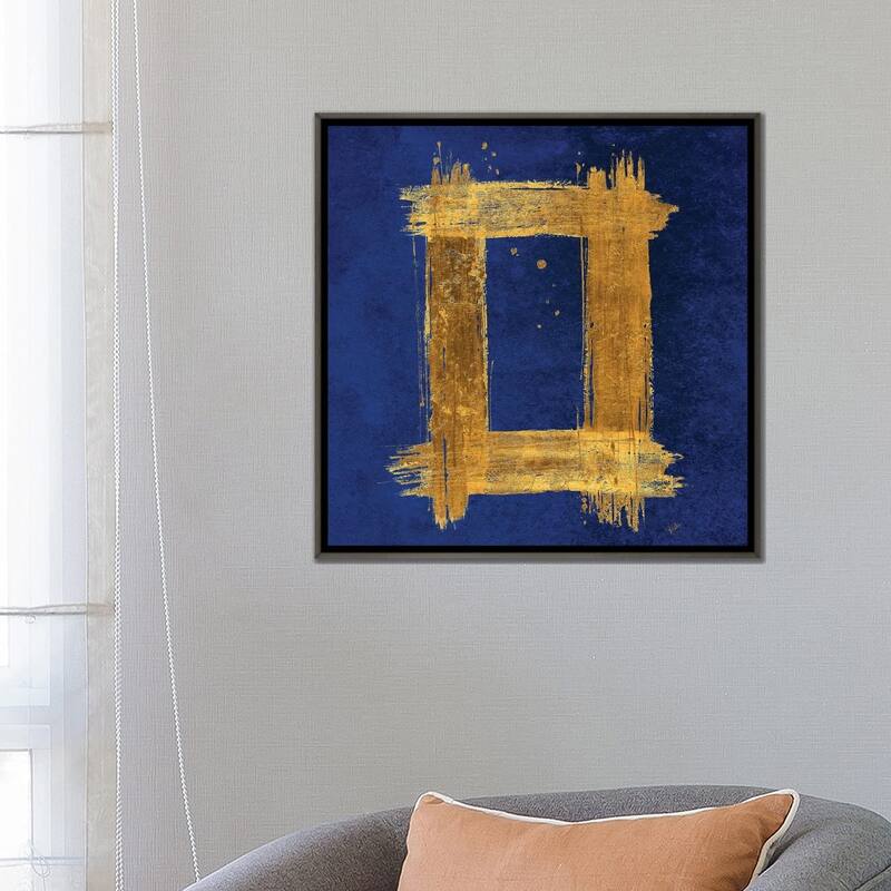iCanvas "Gold Rectangle on Blue" by Patricia Pinto Framed