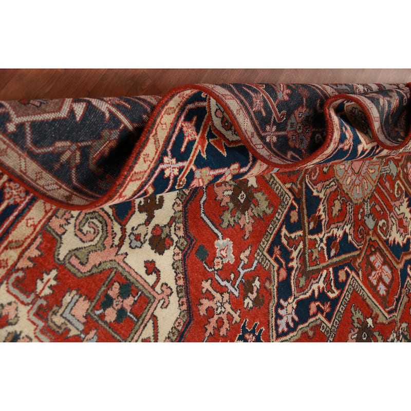 Geometric Heriz Serapi Oriental Rug Living Room Handmade Wool Carpet - 8'10" x 11'11"