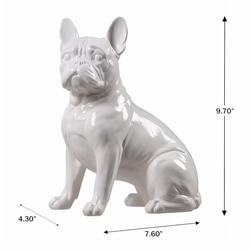 Sitting French Bulldog Figurine - 9.75" - White