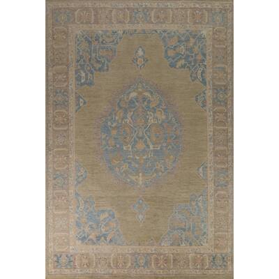 Vegetable Dye Oushak Turkish Rug Handmade Oriental Wool Carpet - 8'10" x 12'1"