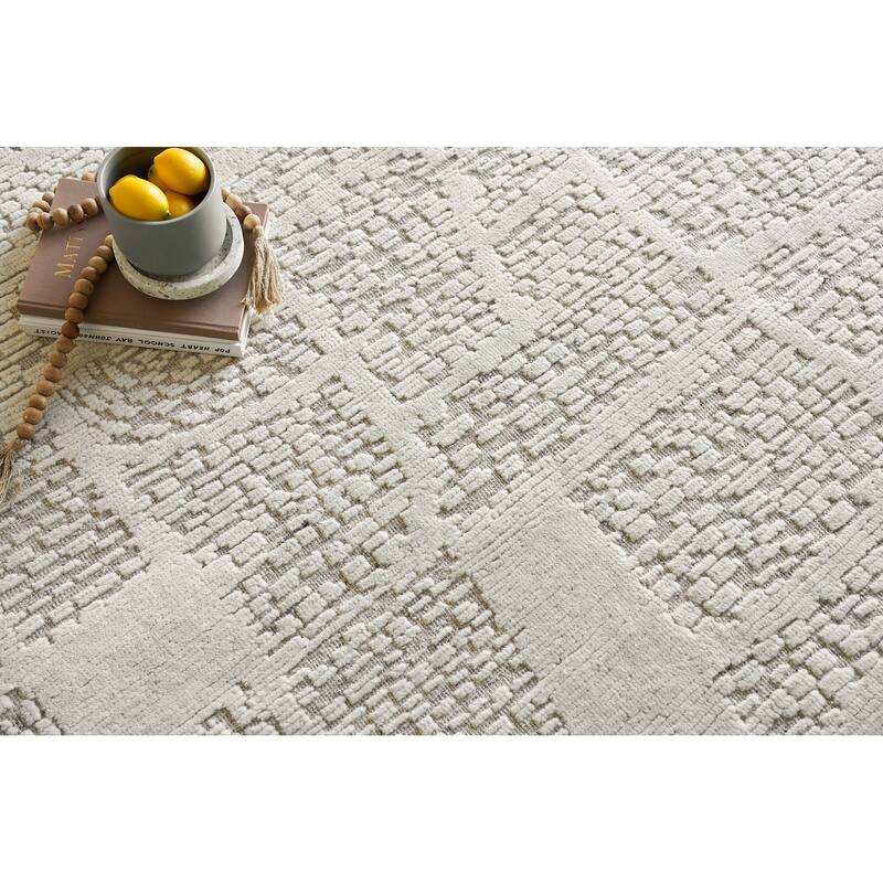 Exquisite Rugs Calexico Handmade Handwoven New Zealand Wool Ivory/Beige Area Rug