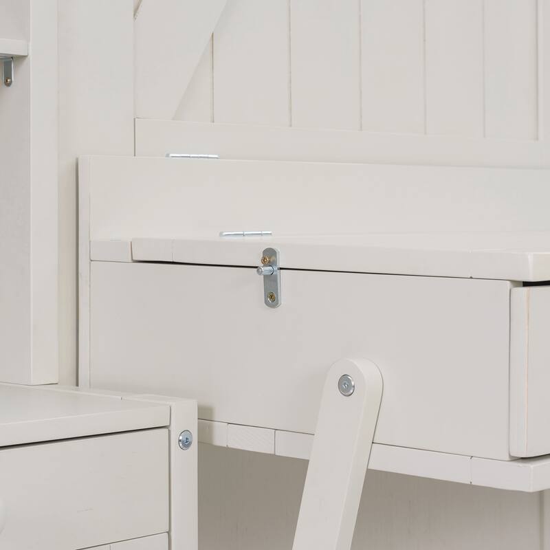 Queen Murphy Bed with Desk & Storage, Space-Saving Wall Bed with Cabinets