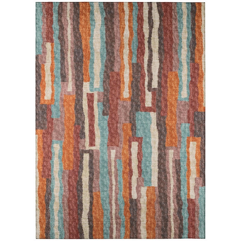 Indoor/ Outdoor Addison Bravado Abstract Striped Washable Area Rug