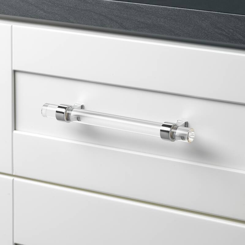 GlideRite 5-Pack 6-5/16 in. Center Clear Acrylic Polished Chrome Pulls - Polished Chrome