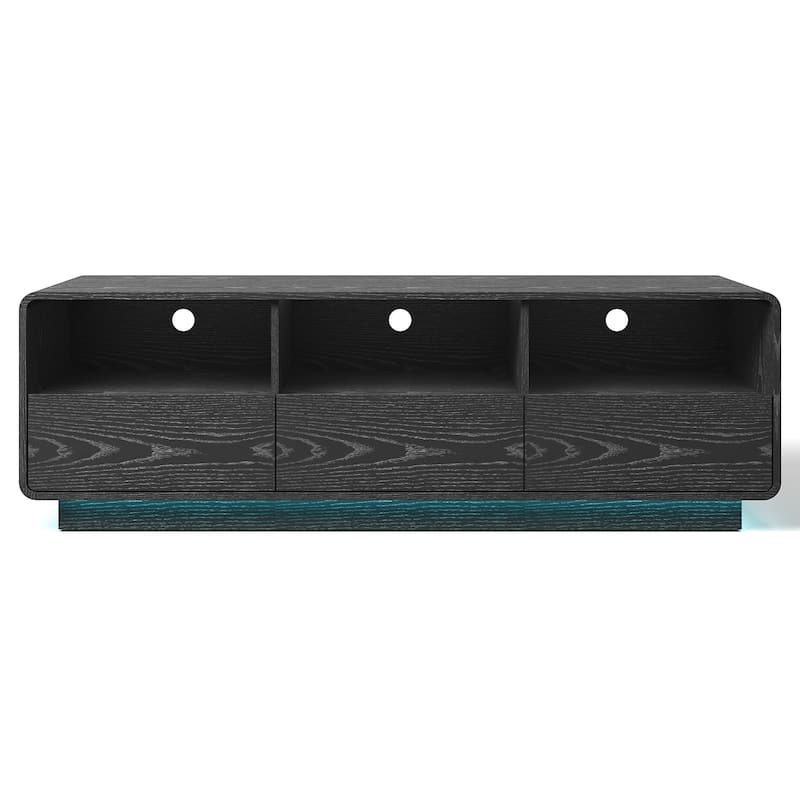 Modern 59-inch TV Stand with LED Lights & Storage - Black