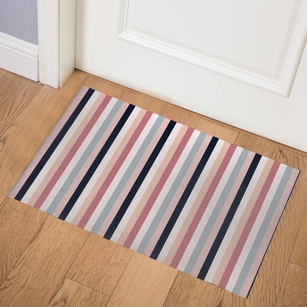 slide 1 of 6, TILLY BOLD MIDNIGHT STRIPE Indoor Floor Mat by Kavka Designs 2X3