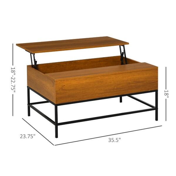 Lift Top Coffee Table with Hidden Storage Compartment and Steel Legs for Living Room On