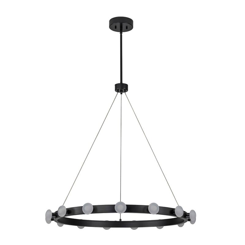 Rezz Black Modern Wagon Wheel LED Large Chandelier - 33.86 in. W x 32.68 in. H x 33.86 in. D
