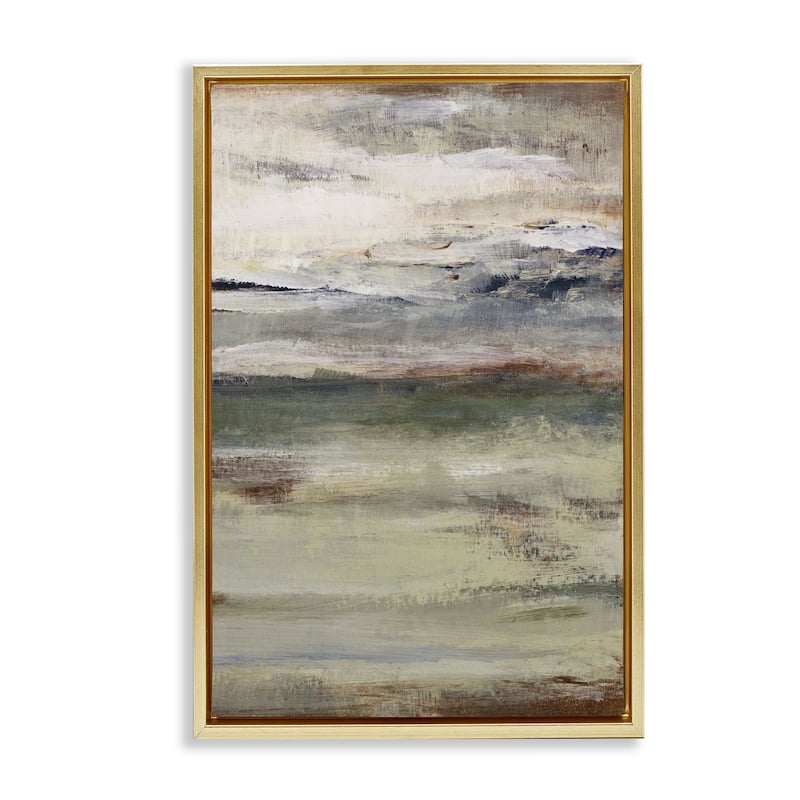 Stupell Earthy Abstract Layers Framed Floater Canvas Wall Art Design By Lanie Loreth - 21 x 31 - Gold