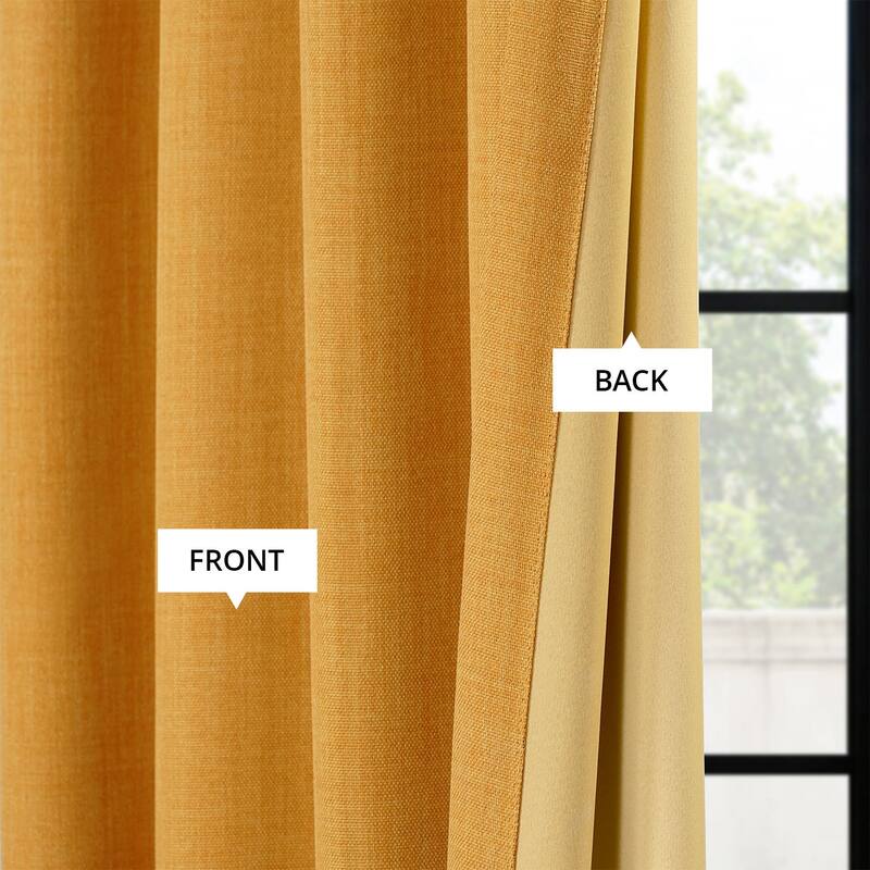 Exclusive Fabrics Grommet Textured Faux Linen Room Darkening Curtains for Bedroom & Living Room Curtains (1 Panel)