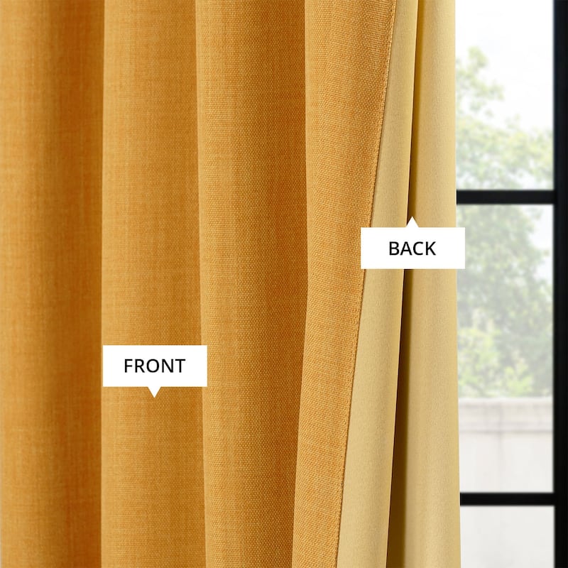 Exclusive Fabrics Textured Faux Linen Extra Wide Room Darkening Curtains for Bedroom & Living Room Curtains (1 Panel)