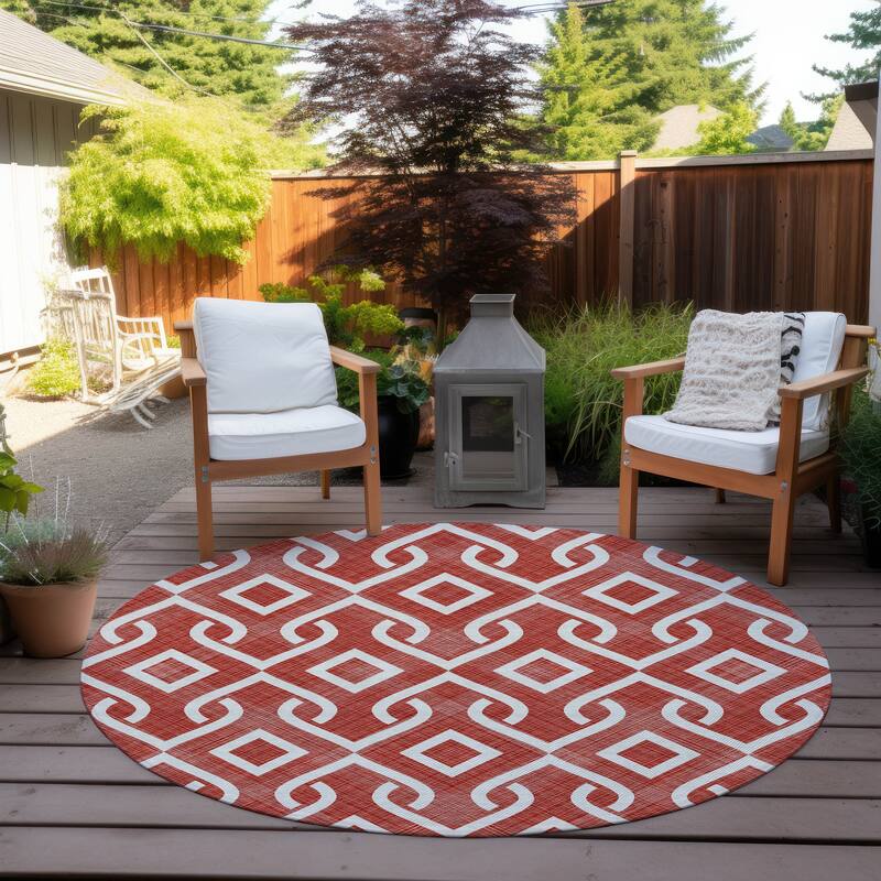 Machine Washable Indoor/ Outdoor Chantille Modern Trellis Rug
