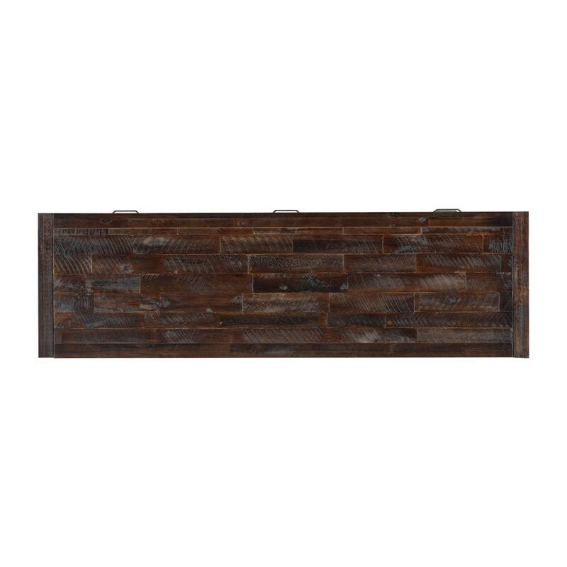 Distressed Wood TV Stand with 6 Drawers and 3 Shelves