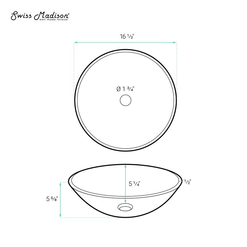 Tours 16.5" Round Glass Vessel Sink - 15.75" x 15.75" 6.3"