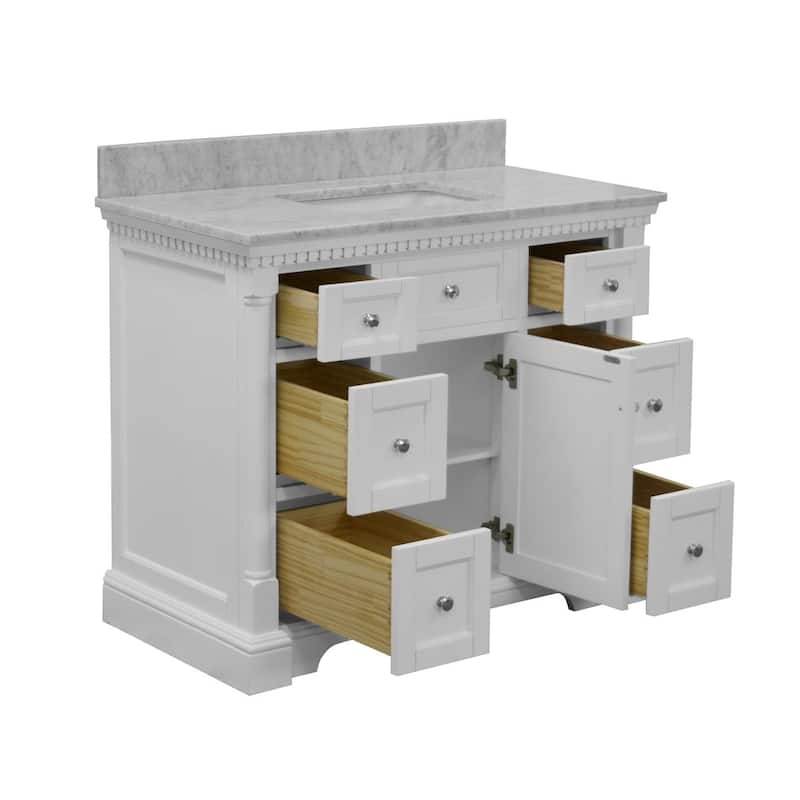 KitchenBathCollection Sydney 42" Bathroom Vanity with Carrara Marble Top