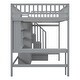 preview thumbnail 10 of 16, Playhouse Inspired Full size Loft Bed with Bookshelf, Drawers, Desk and Wardrobe, Sturdy Construction & Unique Design, Grey