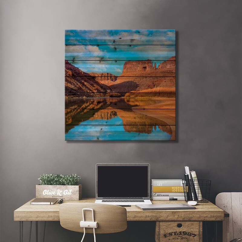 Mat Martin Point And The Colorado River, Arches National Park, Utah Print On Wood by Tim Fitzharris - Multi-Color