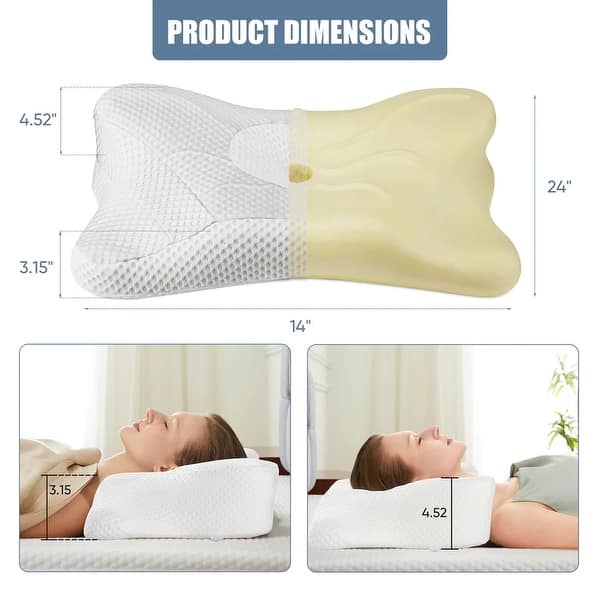2 PCS Shredded Memory Foam Pillow, Cooling Standard Bed Pillows for Sleeping - for Side, Back, Stomach Sleepers - White