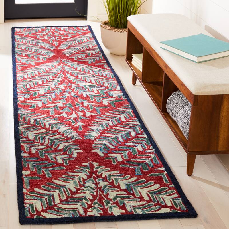 SAFAVIEH Handmade Capri Ilianka Wool Rug - 2'3" x 9' Runner - Red/Green