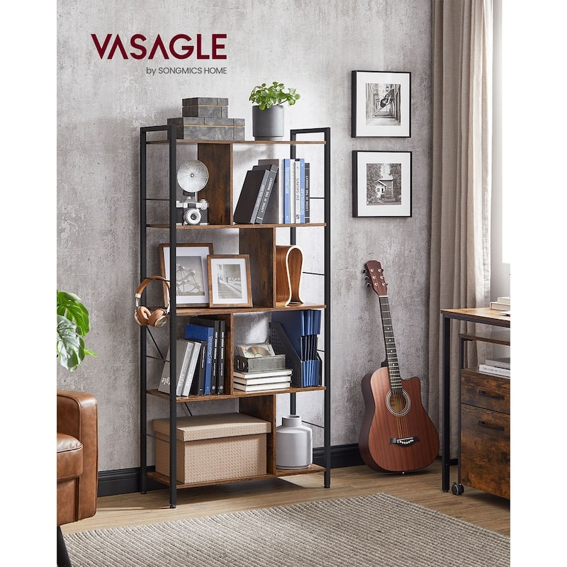 5 Tier Shelving Unit with Open Compartments for Office, Living Room, Bedroom, Industrial Style - 29.1" x 11.8" x 59.1"