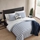 preview thumbnail 2 of 12, Eddie Bauer Basic Plaid Navy Cotton Percale Duvet Cover Set