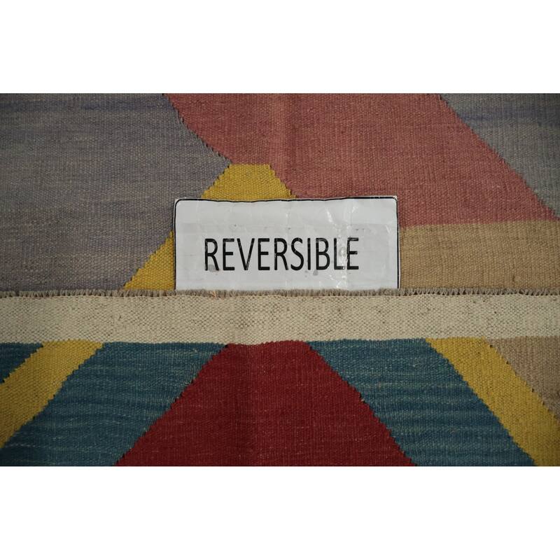 Hand Woven Oriental 100% Wool Carpet Southwestern Modern Multi-Colored Kilim Area Rug - 10' 10'' X 8' 10''