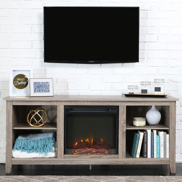 Sunbury tv outlet stand with fireplace