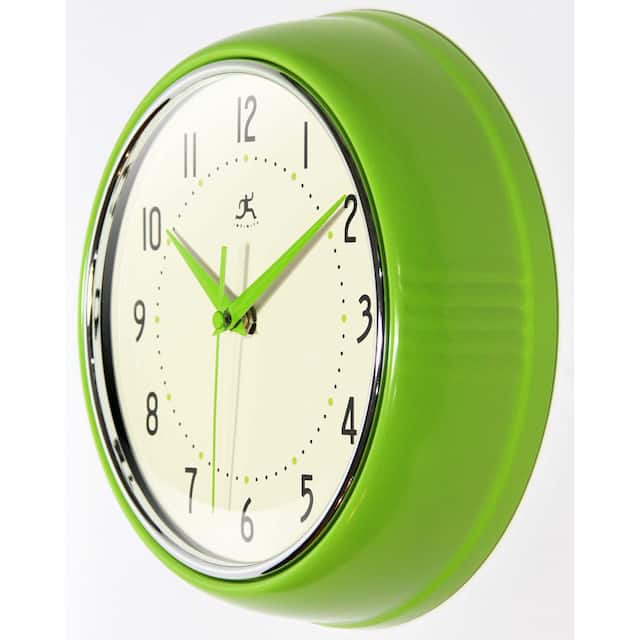 Round Retro Kitchen Wall Clock by Infinity Instruments - 9.5 x 3.25 x 9.5