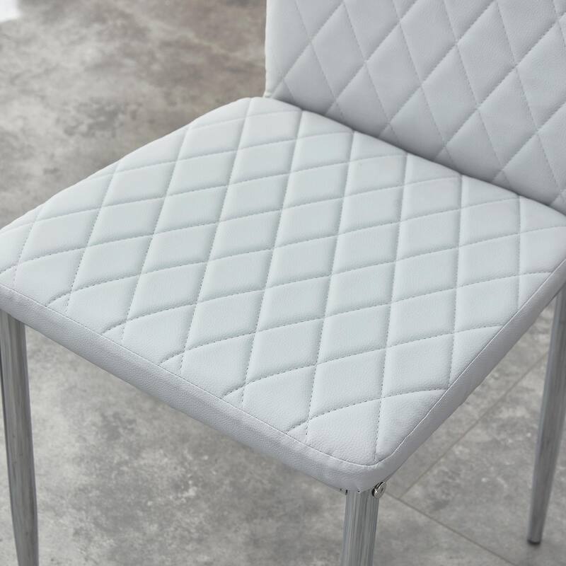 Modern 6 Piece PU Leather Kitchen Dining Chairs with Cushions, Metal Legs, Extended Backrest for Dining Room Kitchen Living Room