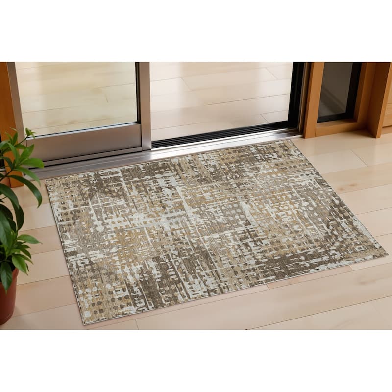 HomeRoots Geometric Transitional Rectangle Outdoor Rug - 3' x 5'