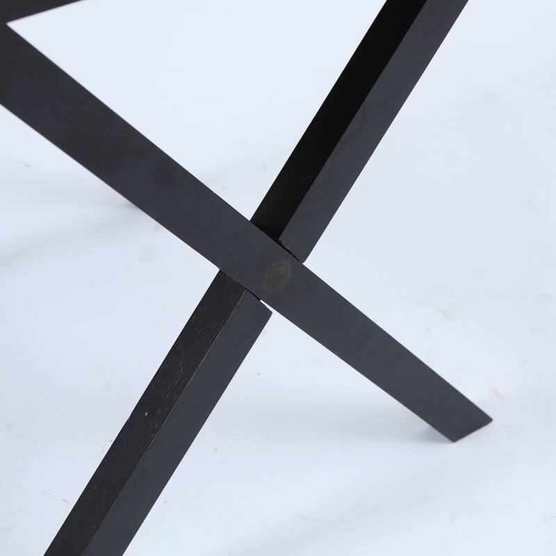 Black X-Leg Accent End Table with Storage