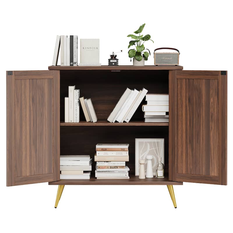 Farmhouse Rattan Storage Cabinet, Natural Buffet Sideboard - N/A