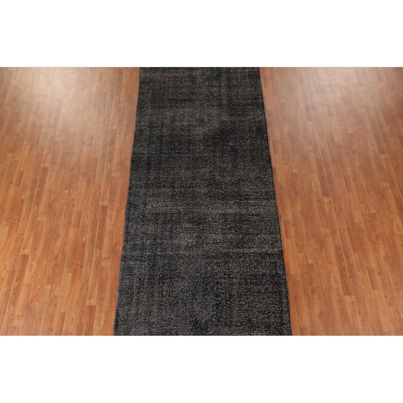 Distressed Over-Dyed Anatolian Turkish Vintage Handmade Wool Carpet - 4'10" x 13'3"